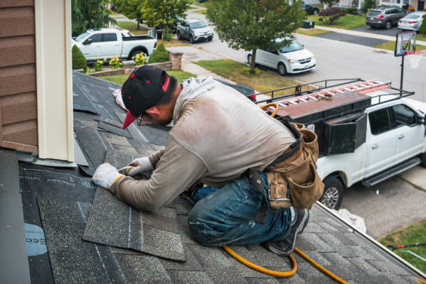 Professional Emergency Roof Repair technician working in Little Falls, MN